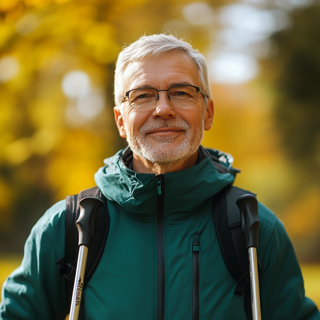 Петро Коваленко, 72 роки, займається скандинавською ходьбою